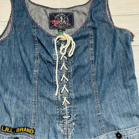 Lauren Ralph Lauren Sleeveless Lace Up Cotton Dress Vintage Limited Edition - Picture 6 of 11